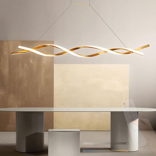 Suspension LED linéaire télécommandée avec gradation de couleur 2700K-6500K dorée