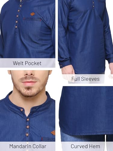 Image of Kuons Avenue Men's Short Denim Kurta | Kurta Shirt for Men