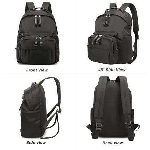 Women Nylon Travel Backpack with detachable Crossbody bag Large lightweight laptop backpack for daily (Black)3