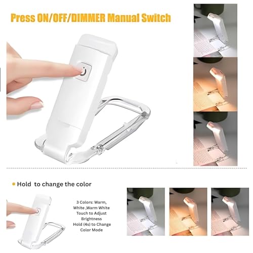 Image of Book Lamp for Students, USB Rechargeable LED Study Light, 3 Brightness & Color Modes, Clip-On, Portable & Eye-Friendly (Book Lamp)