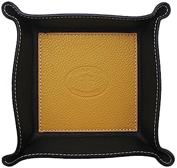 Made in Italy Leather Pouches Valet Tray Square Leather (Mustard)