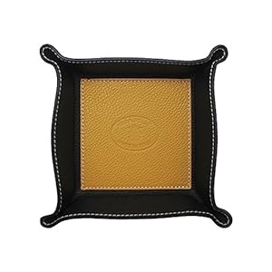 FrasiBags Quadratische Leder Utensilienschale Senf