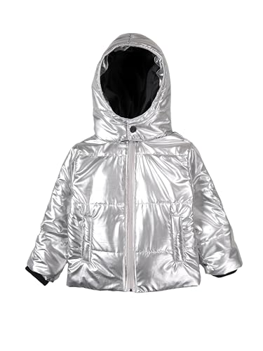 Image of KiddoPanti Girls Hooded Puffer Jacket with Front Zip & Pockets