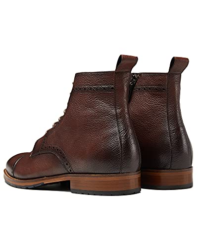 Image of Men's Leather Boots Lace-Up Brogue Cap Toe