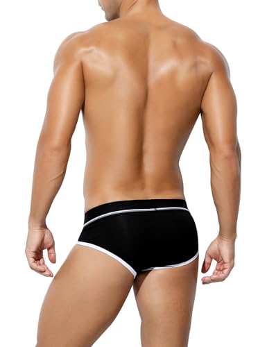 Casey Kevin Men's Cotton Briefs Wide Waistband No Fly Underwear Briefs for Men 4 Pack2