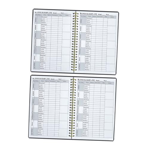 WEKADRIN 2個 血糖値 血圧トラッキングノート ページ 螺旋綴じ 冊 長期管理に 持ち運び便利で包括的な健康モニタリング対応