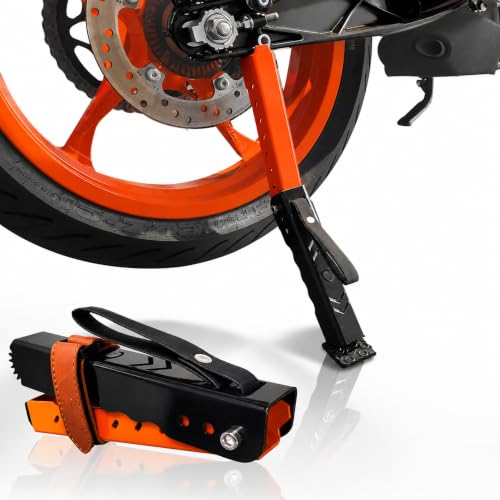 Image of Moto Jack for Bike Adjustable, Bike Stand for Chain Cleaning & Lubrication, Heavy Duty Motorcycle Wheel Roller & Paddock Stand Jack, Portable Puncture Repair Lifter, Motorcycles Upto 400kg