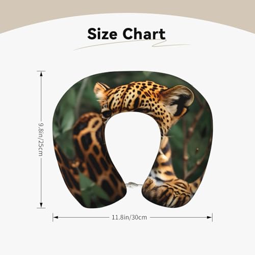Almohada cervical de viaje con patrón leopardo negro miniatura 5