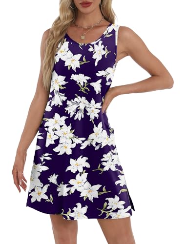 Image of BKRIVE Coverup Summer Dresses for Women 2026 Eyelet Casual Loose Sleeveless Sundresses Tank Dresses with Pockets