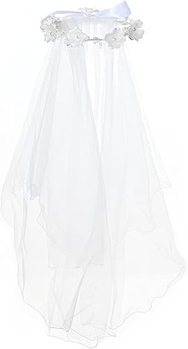 Floral Fall Primera Comunión Flor Niñas Arco Velo de Boda Corona de Flores Blancas Perla Rhinestone Floral Corona