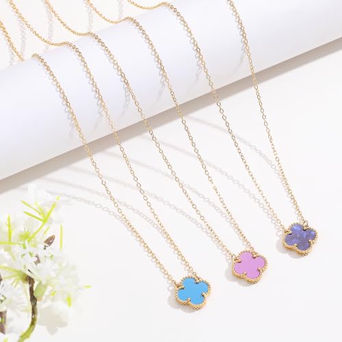 Clover Pendant Necklace Set for Women 18K Gold Plated Four Leaf Clover Necklace Lucky Simple Jewelry Gifts for Women 3Pcs3