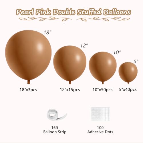 Image of 108Pcs Double Stuffed Brown Balloon Garland Arch Kit