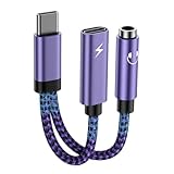USB C to 3.5mm Headphone and Charger Adapter, 2 in 1 USB C to Aux Audio Jack Adapter Fast Charging Dongle Cable Cord for Samsung Galaxy A17/A56/A16/S25 Ultra/S25+/S25/Z Flip 7/6/A55/A35/S24 Ultra/A15