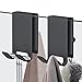 SUXLINA Double-Sided Over The Door Hooks 2-Pack - for Frameless Glass Showers, Heavy Duty No Drill Organizer for Towels Robes, Space Saving Black