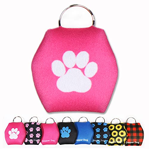 Image of Dapper Dog - Dog Tag Silencer with Tag Ring (Pink with Large White Paw Print) (Pink)