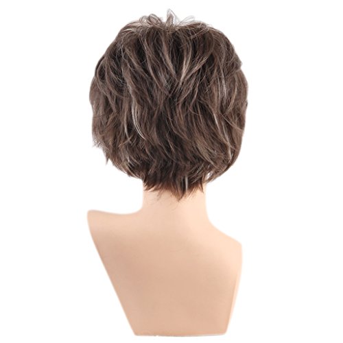 FAKEME Perucas Sintéticas Completas Curtas Naturais Macias Perucas Completas Sintéticas Senhora Cinz