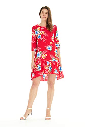 Image of Matchable Family Hawaiian Luau Men Women Girl Boy Clothes in Hibiscus Red