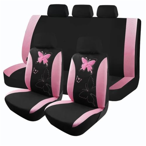 Housses de siège voiture roses universelles en tissu brodé pour habitacle auto