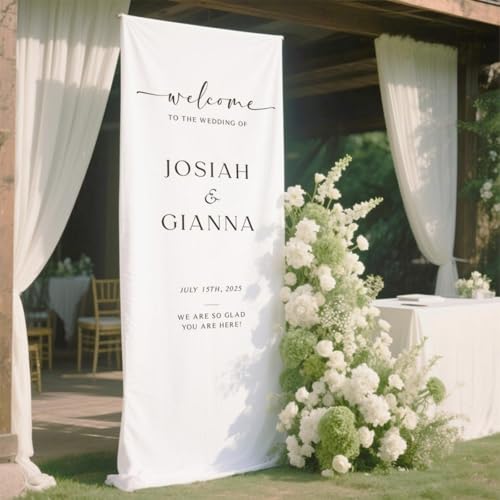 Personalized Wedding Fabric Welcome Sign,Modern Wedding Welcome Sign with Names
