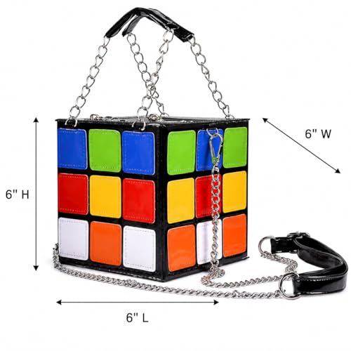 Image of QZUnique Women's Cute Cube Shape Handbag Magic Shoulder Bag Clutch Bag With Super Long Shoulder Strap