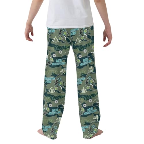 CaTaKu Boys Game Joypad Pants for Boys Girls Wide Leg Sweatpants Kids Long Bottoms with Pockets Size 6-14Y2