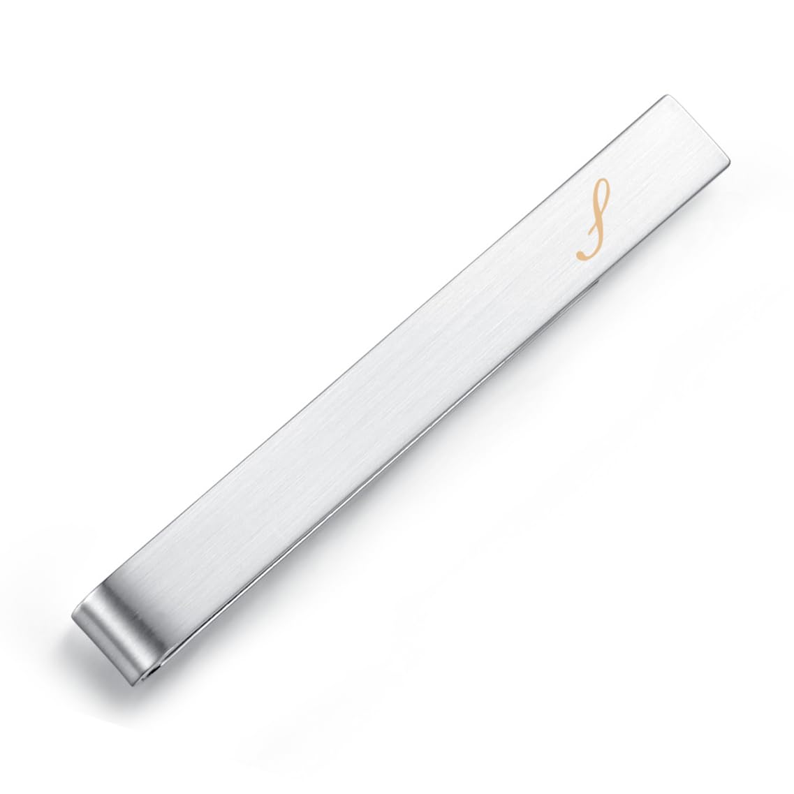 HONEY BEAR2.12inch Mens Initial Alphabet Letter Tie Clip Bar - Normal Size for Business Wedding Gift,5.4cm,Brushed Silver A - Z