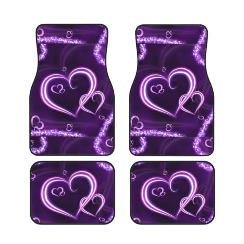 Alfombrillas de coche corazones púrpura ideales para proteger el vehículo en el día a día