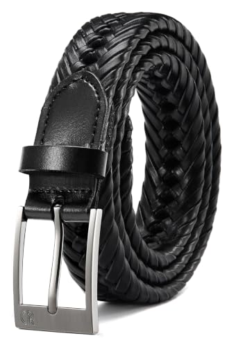 Image of CHAOREN Leather Braided Belts for Men - 1 1 /8 inch Mens Casual Woven Leather Belt for Dress Pant