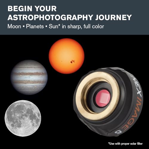 Image of Celestron - NexImage 5 Solar System Imager - 5MP CMOS Sensor (MT9P031) - Beginner Camera for Lunar & Planetary Astrophotography - High-Resolution Color Imaging, USB 2.0