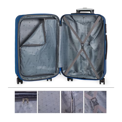 Valise rigide grande taille 158 cm ITACA extensibles en ABS bleu