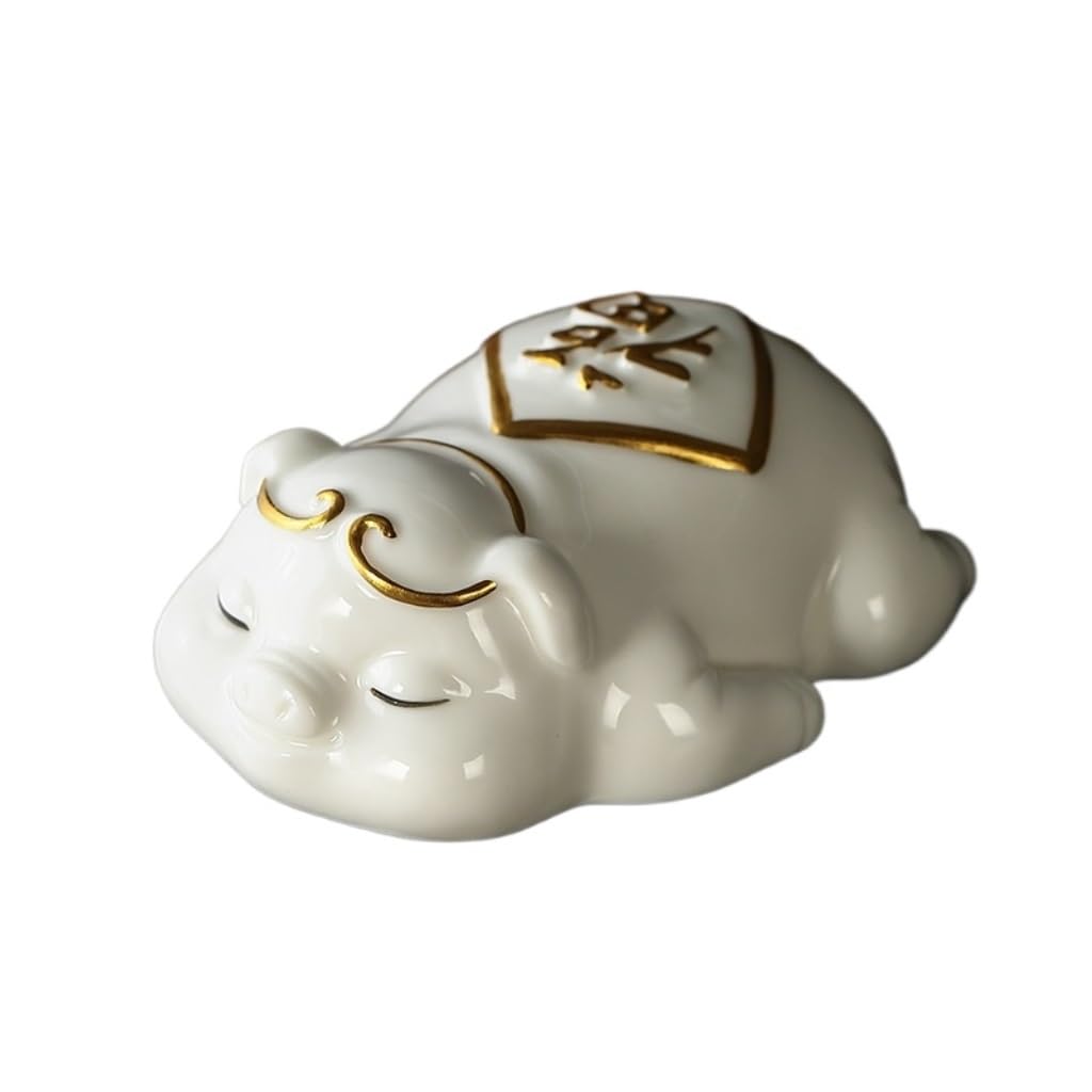 CLARISSABEL Tea Pets Ceramic Kung Fu Tea Set Tea Tray Accessories White Tea Pet Pig Tea Pet Home Desktop Decoration Tea Set Accessories