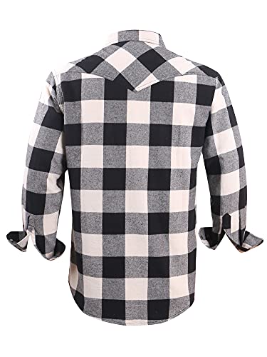 Mens Western Cowboy Flannel Shirts Corduroy Lined Snap Button Up Cotton Regular Fit Long Sleeve Plaid Shirts2