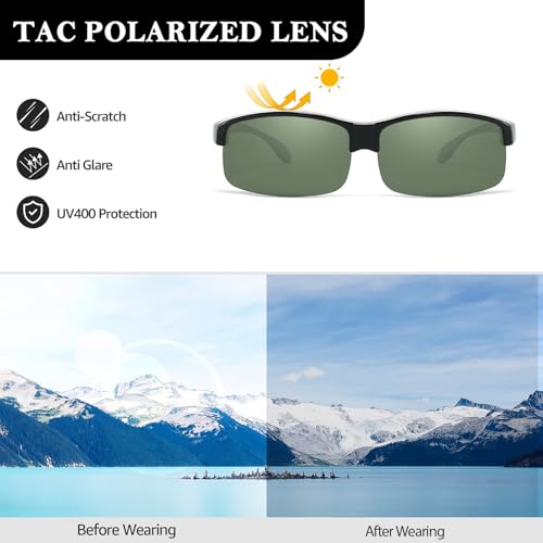 Image of Trysee Polarized Fit Over Glasses Sunglasses for Men Women with Semi Rimless Frame & UV Protection Lenses TS1218M