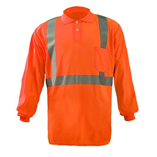 OccuNomix LUX-LSPP2B-OXL Long Sleeve Wicking Birdseye Polo T-Shirt with Pocket, Class 2, 100% ANSI Wicking Polyester Birdseye, X-Large, Orange (High Visibility)