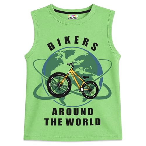 Image of Kuchipoo Boys Sleeveless Cotton Tshirts | Printed Round Neck Kids Tshirts for Summer Wear | Pack of 4