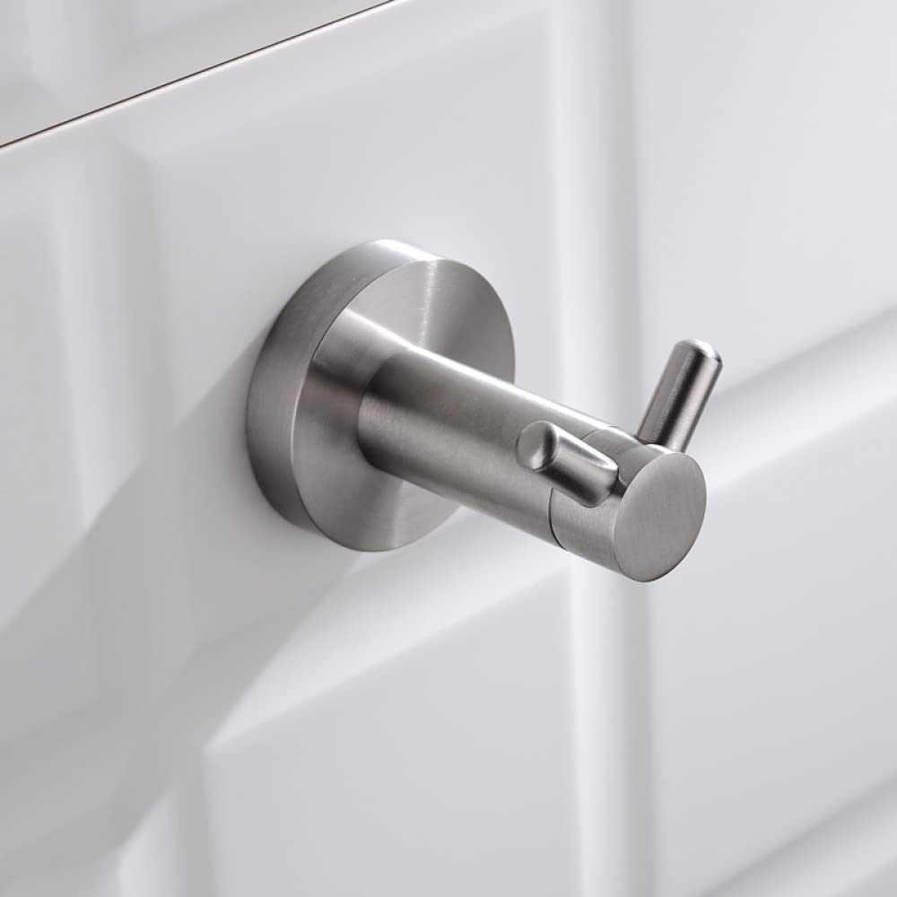Acero inoxidable cepillado en forma de V Toalla Abrigo Bufanda Bata Gancho Baño Baño Ganchos Montaje en pared, 2 piezas