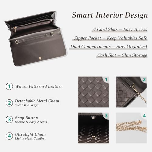 Image of U+U Small Crossbody Bags for Women, Cell Phone Purse Mini Clutch Bag with Removable Chain, Card Slots - Lightweight Purse
