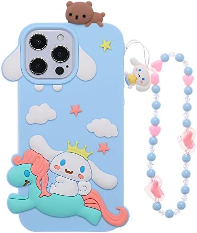 3D Dog Horse Case for iPhone 11 Pro Max,3D Cute Cartoon Lovely Dog Riding a Horse Creative Character Kids Teens Girls Women Soft Silicone Case with Bracelet for iPhone 11 Pro Max 6.5 inch