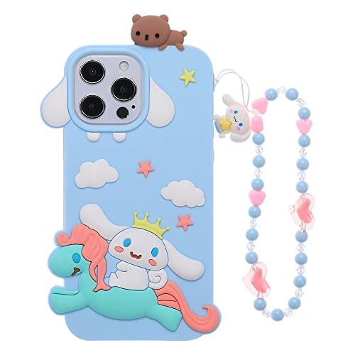 3D Dog Horse Case For Iphone 11 Pro Max,3D Cute Cartoon Lovely Dog Riding A Horse Creative Character Kids Teens Girls Women Soft Silicone Case With Bracelet For Iphone 11 Pro Max 6.5 Inch #TOP3
