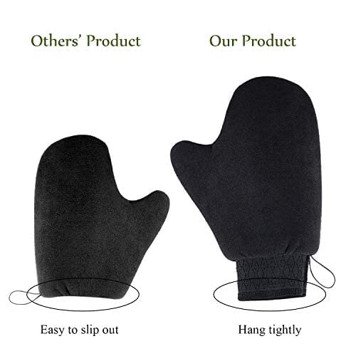 Tanning Mitt Applicator Tan Mitt Applicator Kit 5 In 1 with Exfoliating Glove, Tanning Back Lotion Applicators for Back, Face Mitt and 2 Kinds of Gloves Tanner Mitt Tools (Black)