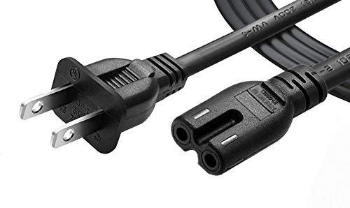 TV Power Cord/Cable 2 Prong 6.6 Feet 18 AWG Figure 8 for Samsung LCD/LED/HD/UN Series/Smart /Curved TV, Sony TV/Dell/HP Laptop/Canon/Printer/Apple TV/Mac Mini and More
