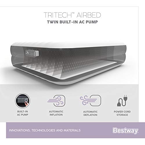 Colchão Inflável Solteiro Bestway Alto Premium TriTech com bomba de inflar elétrica embutida 220v #6