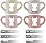 PandaEar 4 Pack Silicone Baby Bottle Handles with Dr Brown Narrow Baby Bottles 8 oz/250 ml, Non-Slip Easy Grip Handles