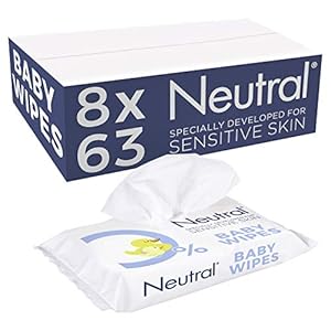 Neutral Parfumvrij Baby Wipes voor milde reiniging van de gevoelige babyhuid – 8 x 63 stuks – Voordeelverpakking