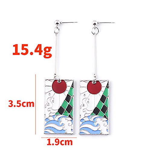 Demon Slayer Kamado Tanjirou oorbellen anime cosplay metalen oorbellen hanger oorbellen Halloween accessoires - Image 3