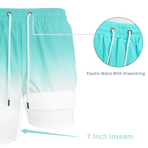 GINGTTO Mens Board Shorts 7 Inch Inseam Beach Swim Trunks for Men with Compression Liner3
