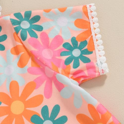 Image of Girls Swim Cover Up Kids Short Sleeve Swimsuit Coverups Terry Zip-Up Hoodies Beach Dress Ruffle Bathing Suit Wraps