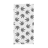 Naanle Marijuana Leaves Pattern Soft Absorbent Guest Hand Towels Multipurpose for Bathroom, Hotel, Gym and Spa (16 x 30 Inches,Black White)