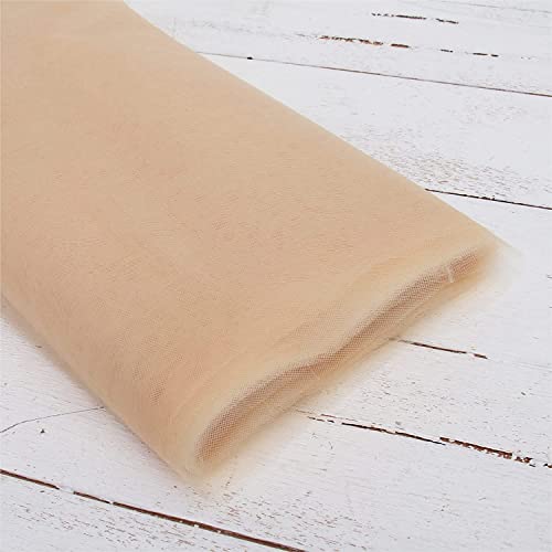 Image of Multi Purpose Solid Nylon Soft Net Combination Fabric - for Wedding, Parties, Costumes, and Decoration (32.8 x 4 Feet, Beige)