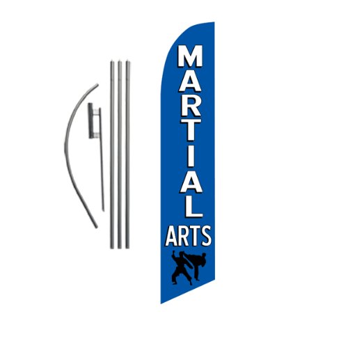 Martial Arts Advertising Feather Banner Swooper Flag Sign with Flag Pole Kit and Ground Stake